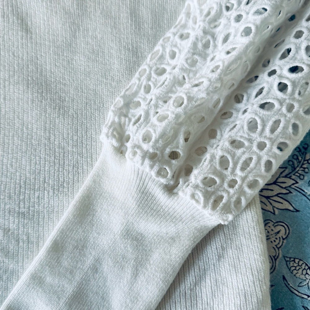 By Anthropologie Eyelet Sleeve Sweater - Picture 4 of 5